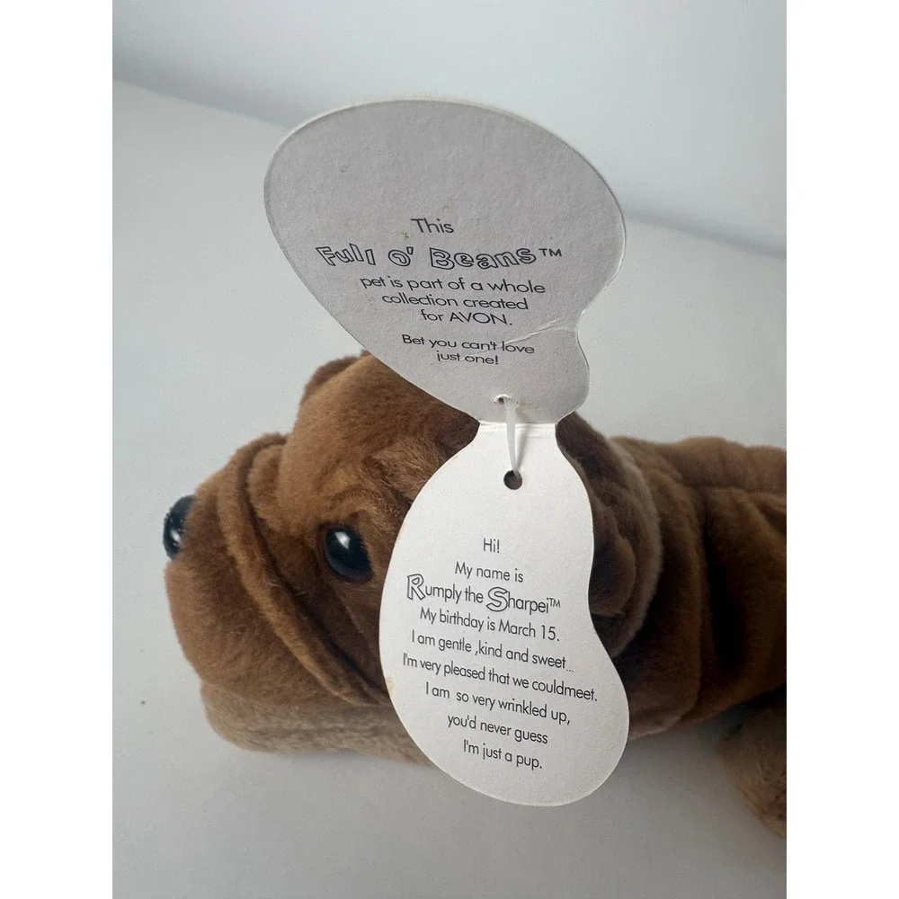 Vintage 1997 Avon Rumply the Sharpei Brown Dog Beanbag‎ Plush with Tags 7